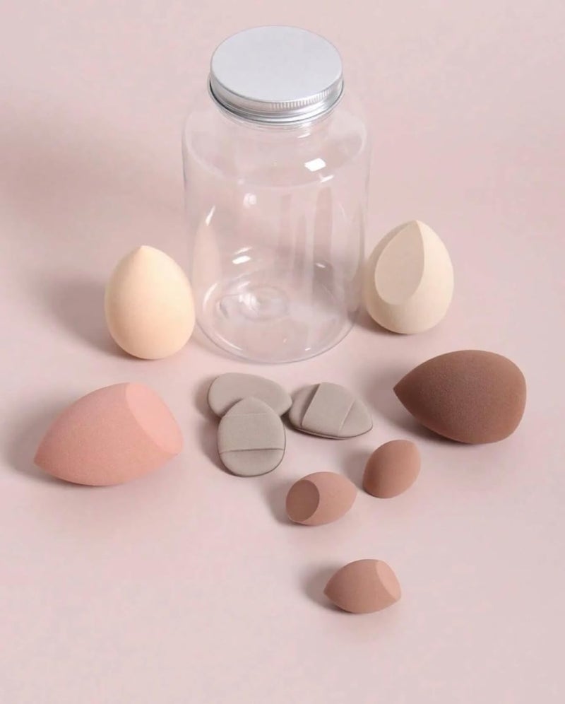 Ruby Face Rubyface Makeup Sponges Set With Storage Jar, Including 4 Blenders, 3 Mini Beauty Blenders, 3 Mini Finger Cushions 2 Triangle Puff For Liquid, Cream & Powder, Multicolor Makeup Sponge Set for All types Of Skin - Image 5