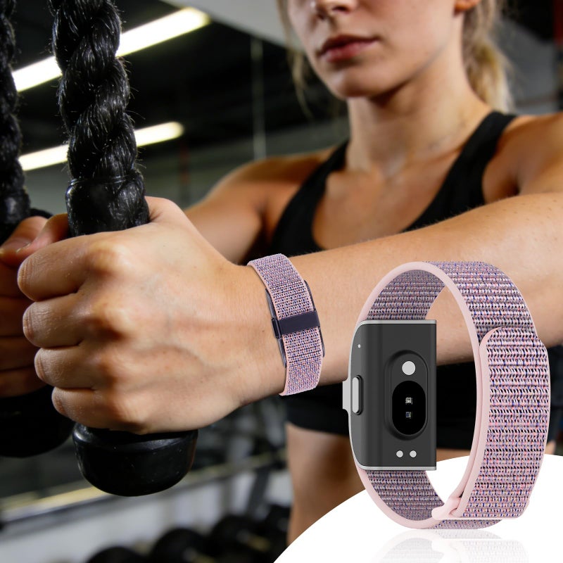 Vigamen Nylon Loop Sport Replacement Strap Compatible with Hume Band,Adjustable Soft Bands for Women Men,Breathable Wristband for Fitness Tracker,Pink Sand - Image 4