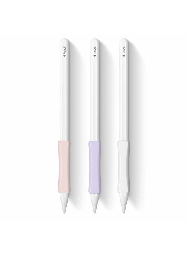 ELETIUO 3 Pack iPencil Grips Case Cover Silicone Sleeve Holder Compatible with Apple Pencil (USB-C)&Apple Pencil (2nd Generation),iPad Pro 11 12.9 inch 2018(White, Pink, Purple) - Image 1