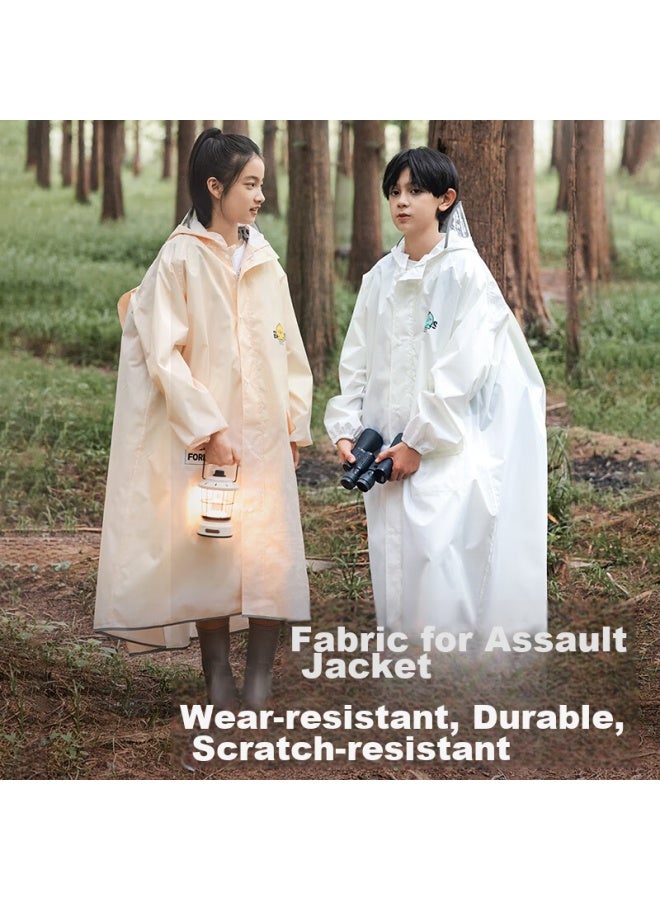 Moremerry Children's Raincoat, For Boys And Girls, Full Body Waterproof Thickened Poncho, Student School Raincoat, Navy Panda, 2XL - Image 2
