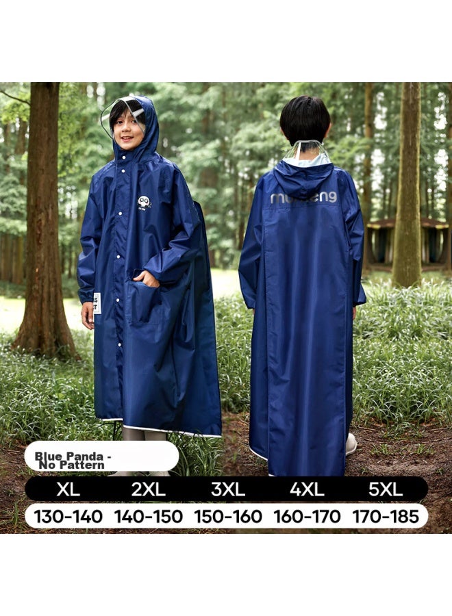 Moremerry Children's Raincoat, For Boys And Girls, Full Body Waterproof Thickened Poncho, Student School Raincoat, Navy Panda, 2XL - Image 1