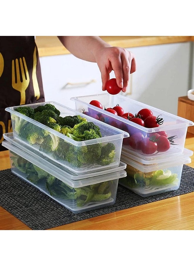 Rylan Rylan Plastic Fridge Storage Boxes (Pack Of 8), Fridge Organizer With Removable Drain Plate Tray Keeps Fruits, Vegetables, Meat, Fish Fresh Longer (1500 Ml),White  - Image 4
