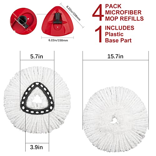 GRAREND 4 Pack Mop Replacement Heads Compatible with Ocedar Mops Replace Head EasyWring Spin Mop Heads Replacements - Includes 1 Rotating Mops Base, Microfiber Mop Refills, Easy Cleaning - Image 3