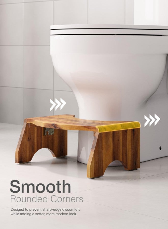 TINAMO 7” Acacia Wood Foldable Toilet Stool, Round Edge Squatting Stool for Adults - Up to 400LBS Weight Capacity Foot Stool for Toilet, 2-in-1 Toilet Stool Squat Adult - No Assembly Required - Image 5