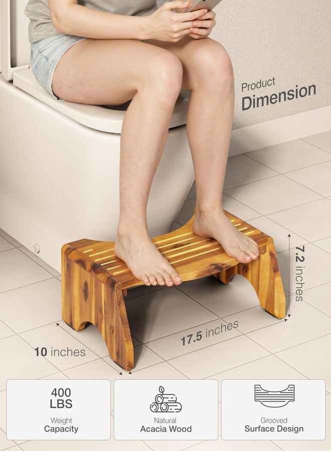 TINAMO 7” Acacia Wood Foldable Toilet Stool, Round Edge Squatting Stool for Adults - Up to 400LBS Weight Capacity Foot Stool for Toilet, 2-in-1 Toilet Stool Squat Adult - No Assembly Required - Image 2