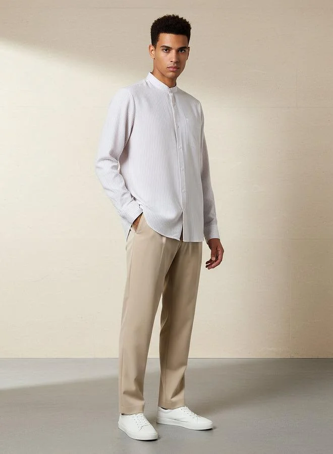 سبلاش فيڤ Men Regular Fit Mandarin Collar Striped Long Sleeves Shirt