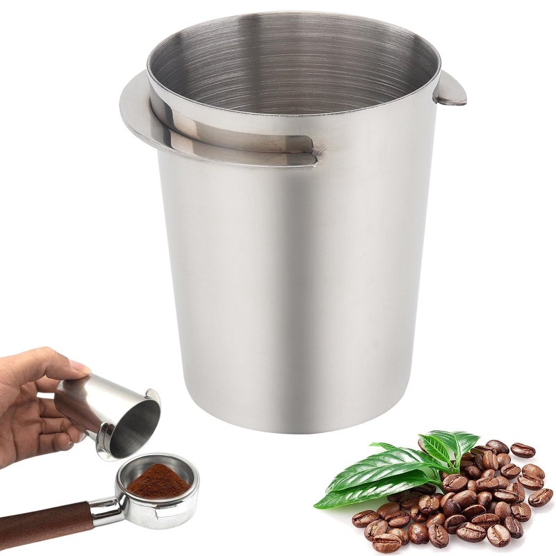 TQEONKL Coffee Dosing Cup 58mm, Stainless Steel Espresso Coffee Dosing Cup Espresso Coffee Machine Accessories, Coffee Powder Feeder Part Coffee Grinder Powder Cup Compatible with 58mm Portafilter - Image 1