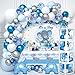 Golray 155pcs Elephant Baby Shower Decorations for Boy Boxes with Letters Blue Balloon Garland Kit Backdrop Tablecloth Star Elephant Kid Birthday Party Supplies Baby Boy Shower Decor - Image 4