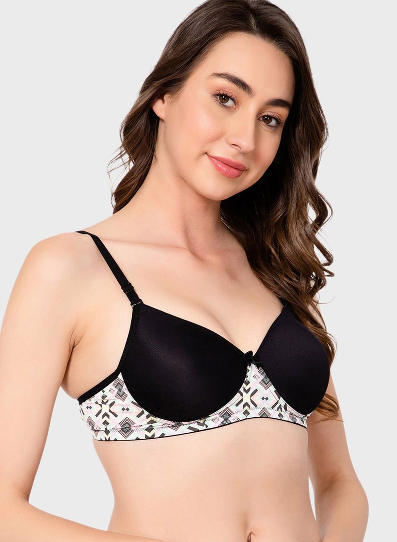 Clovia Printed Plunge Neck Bra - Image 3