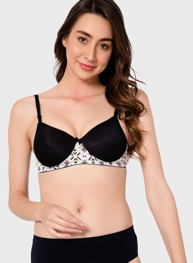 Clovia Printed Plunge Neck Bra - Image 1