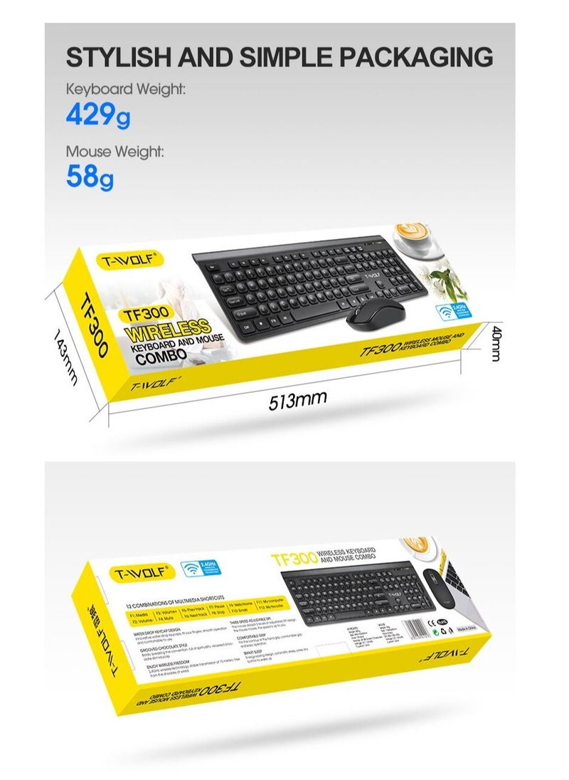 T-WOLF - Wireless Silent Keyboard and Mouse Combo Portable Multimedia set For Macbook PC Gamer Computer Laptop Office - Image 1