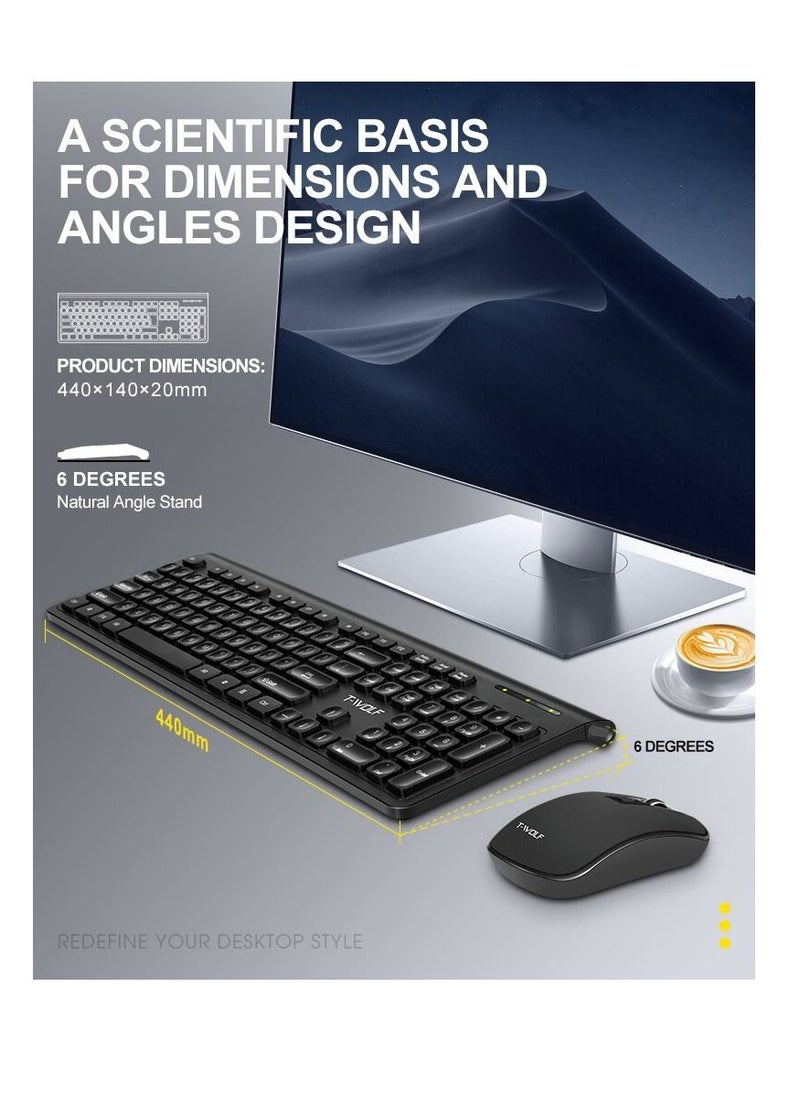T-WOLF - Wireless Silent Keyboard and Mouse Combo Portable Multimedia set For Macbook PC Gamer Computer Laptop Office - Image 1