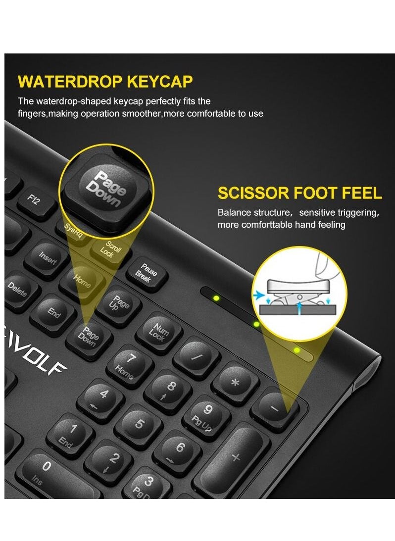 T-WOLF - Wireless Silent Keyboard and Mouse Combo Portable Multimedia set For Macbook PC Gamer Computer Laptop Office - Image 1