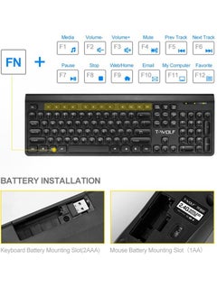 T-WOLF Wireless Silent Keyboard and Mouse Combo Portable Multimedia set For Macbook PC Gamer Computer Laptop Office  - Image 5