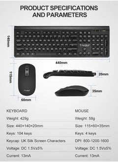 T-WOLF Wireless Silent Keyboard and Mouse Combo Portable Multimedia set For Macbook PC Gamer Computer Laptop Office  - Image 2