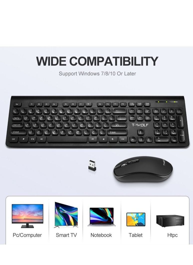 T-WOLF - Wireless Silent Keyboard and Mouse Combo Portable Multimedia set For Macbook PC Gamer Computer Laptop Office - Image 1