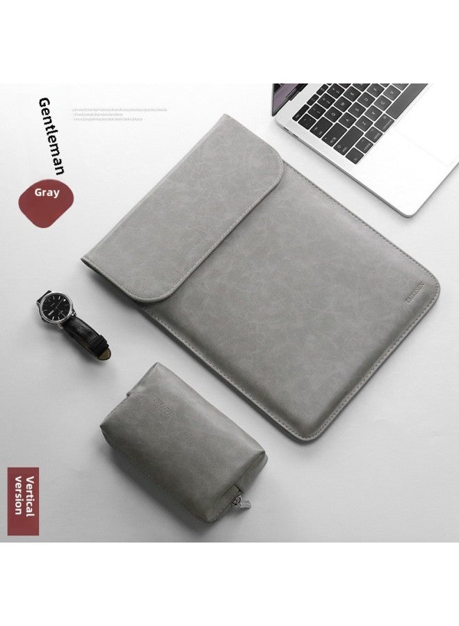 For Apple Lenovo Laptop 14 Inner Bag Air13 "pro Female Mac12/15 Protective Case 15.6-Color:[Slide PU] Vertical Gentleman Grey + Power Pack-Applicable Model:Other Dimensions  - Image 1