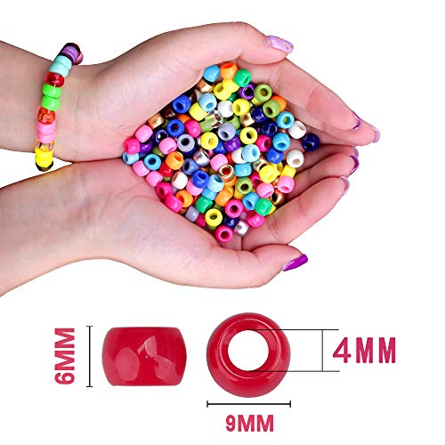 Greentime Pony Beads Bracelets Making Kit, 9mm Pony Beads Rainbow Opaque Beads Small Loose Spacer Beads for Friendship Bracelet Necklace Making Crafts (2000PCS 24colors) - Image 3