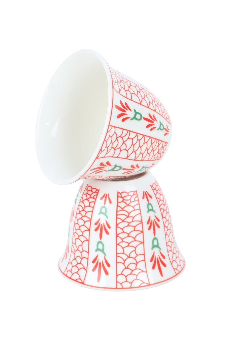 ALGHAFA Set of 6 Coffee Cups (80 ml) with Red Rose Pattern - Portable with Wooden Color Bag - Image 4