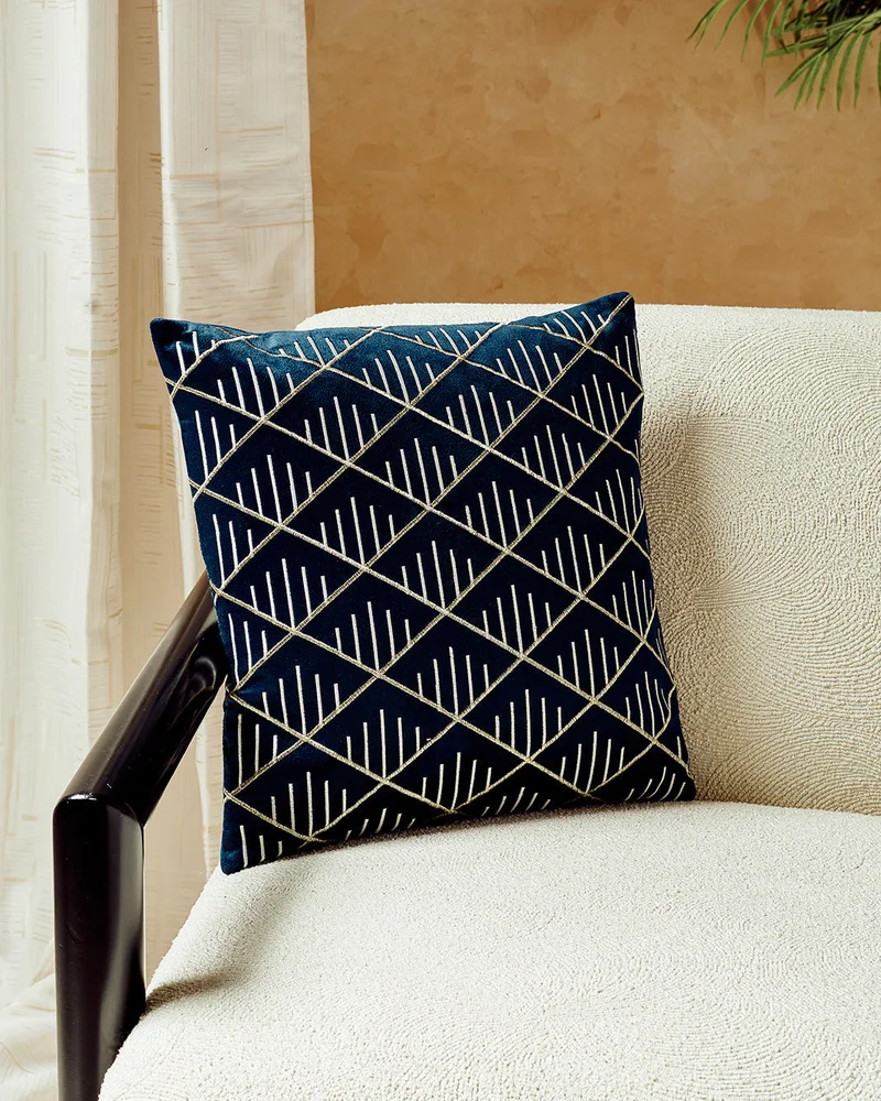 REDTAG Navy Embroidered Cushion
