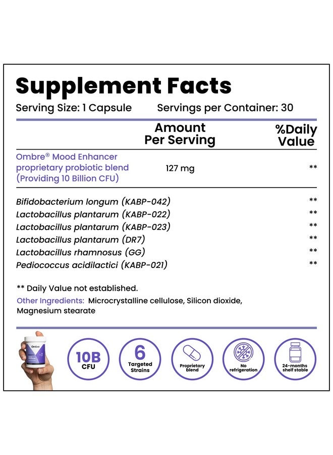 ombre Mood Enhancer Probiotic Capsules Promotes Memory Healthy Sleep Patterns And Gut Health 30Day Supply - Image 5