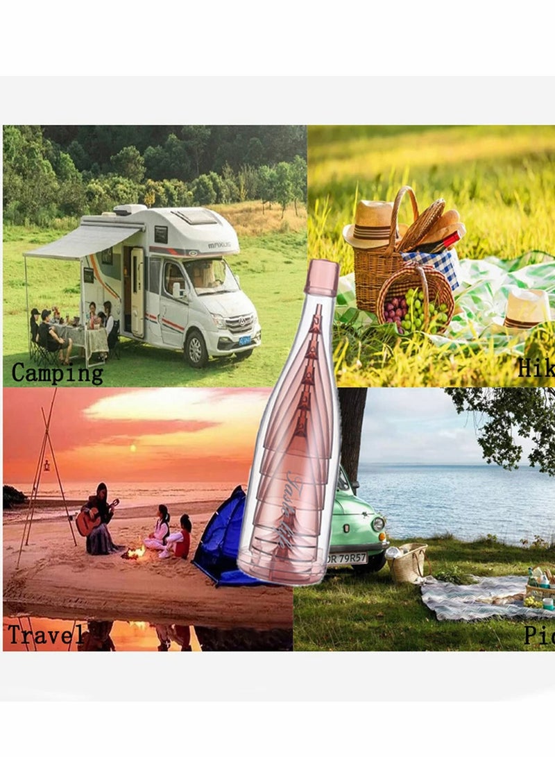 KASTWAVE كؤوس شمبانيا بلاستيكية، أكواب قابلة لإعادة الاستخدام مع زجاجة تخزين، كوب محمول وردي، كؤوس ميموزا مثالية للنزهات، الحفلات، التخييم والتجمعات (مجموعة من 5) - Image 4