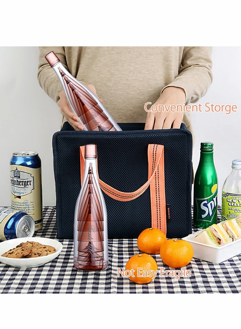 KASTWAVE كؤوس شمبانيا بلاستيكية، أكواب قابلة لإعادة الاستخدام مع زجاجة تخزين، كوب محمول وردي، كؤوس ميموزا مثالية للنزهات، الحفلات، التخييم والتجمعات (مجموعة من 5) - Image 5