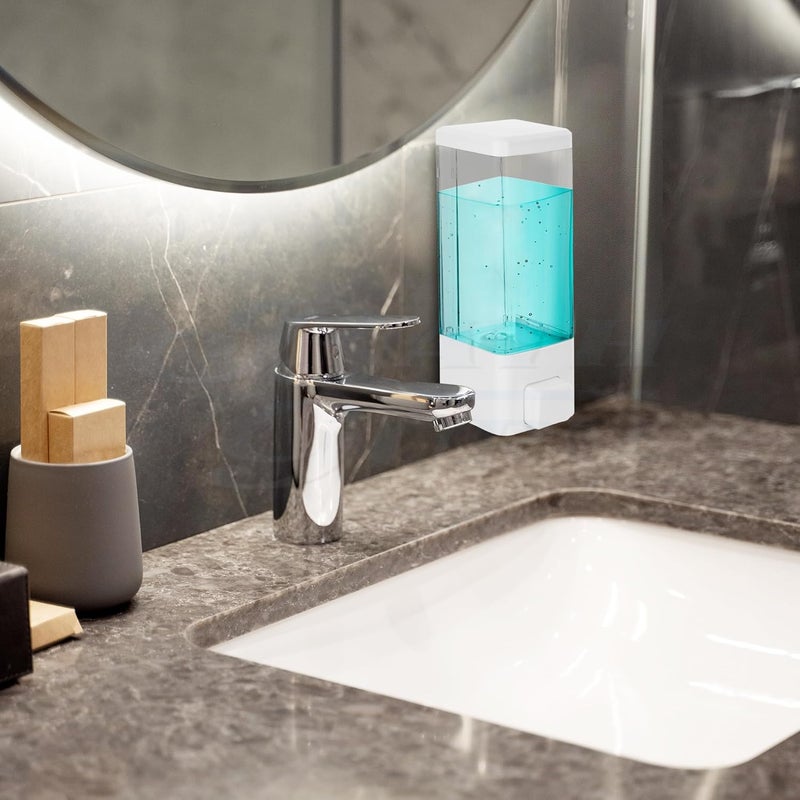 BATH GURU ABS Plastic Wall Mounted Liquid Soap Dispenser for Wash Basin Bathroom Kitchen (350 Ml, White) - Image 2