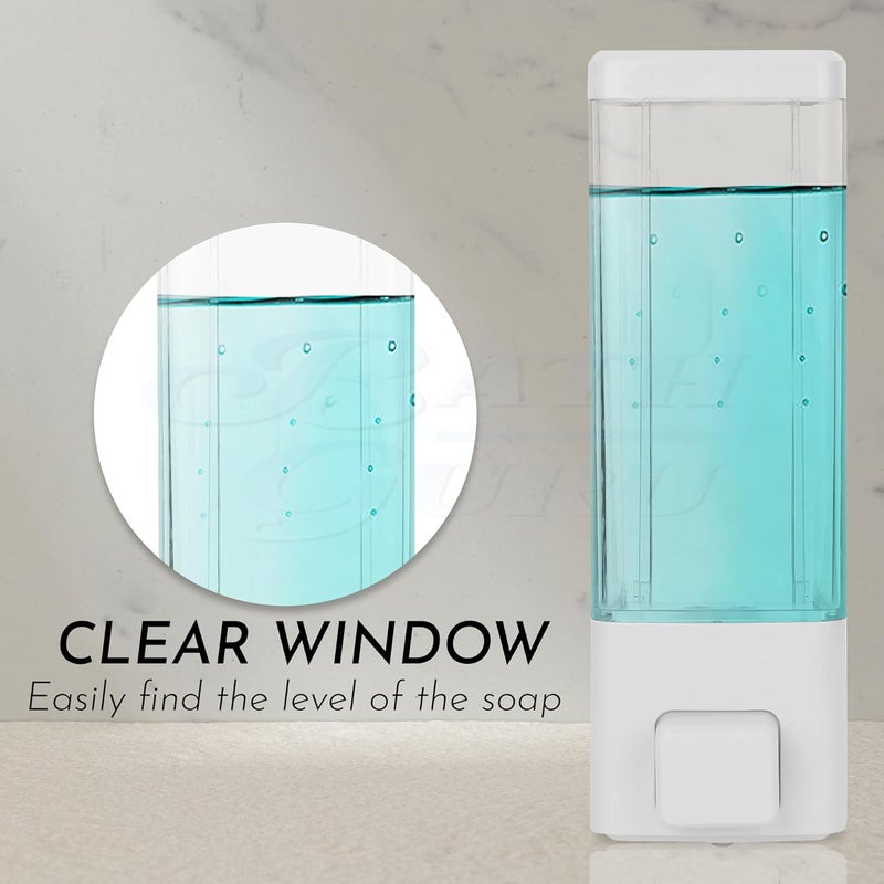 BATH GURU ABS Plastic Wall Mounted Liquid Soap Dispenser for Wash Basin Bathroom Kitchen (350 Ml, White) - Image 4