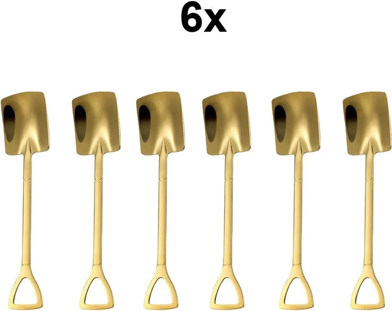 Chavin Steel Low Quality 6 Pieces Gold Shovel Model Dessert Fruit and Ice Cream Spoon CIN755