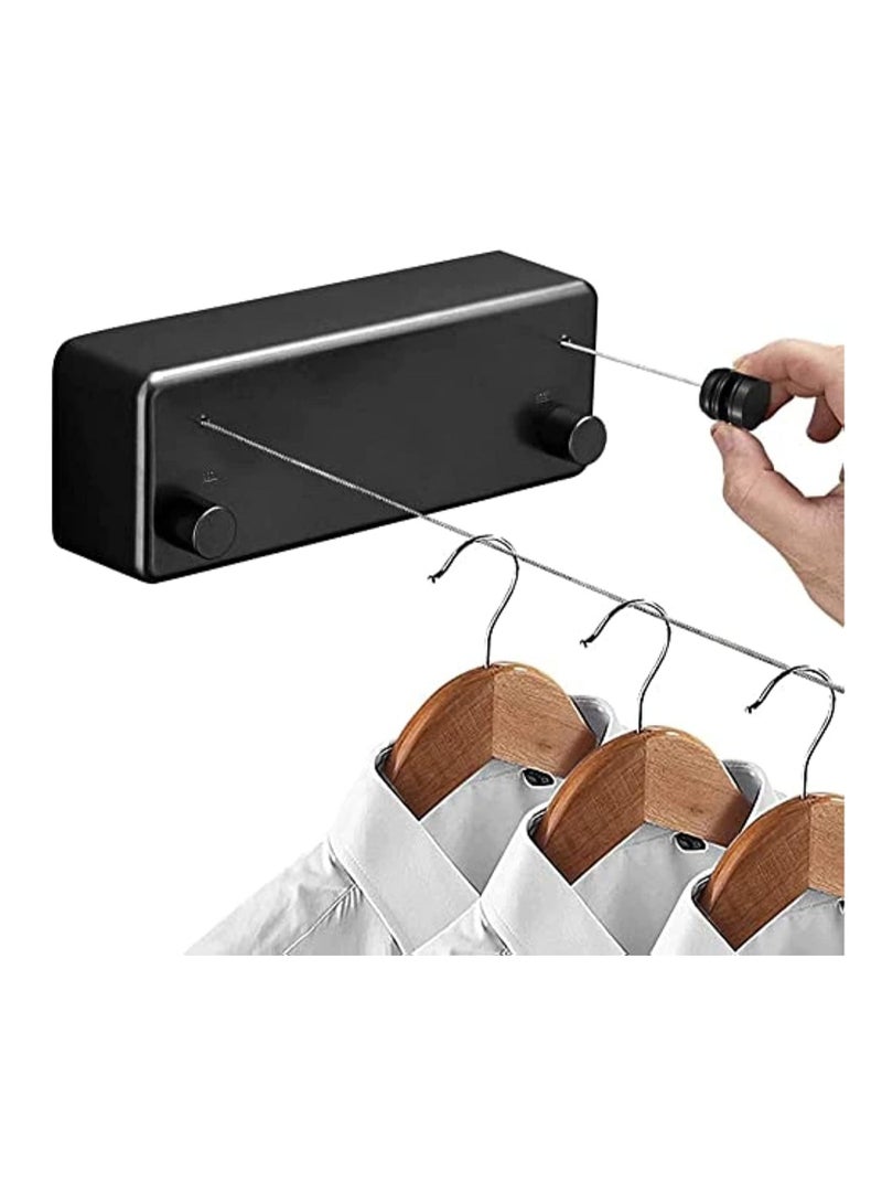 Retractable Clothesline (Double line), Indoor Outdoor Wall Mounted Clothes Dryer Rope Clothing Retracting Adjustable Stainless Steel Line, 13.8 Feet  - Image 1