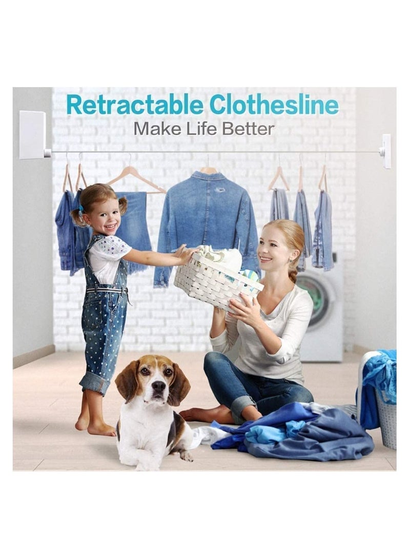 Retractable Clothesline (Double line), Indoor Outdoor Wall Mounted Clothes Dryer Rope Clothing Retracting Adjustable Stainless Steel Line, 13.8 Feet  - Image 4