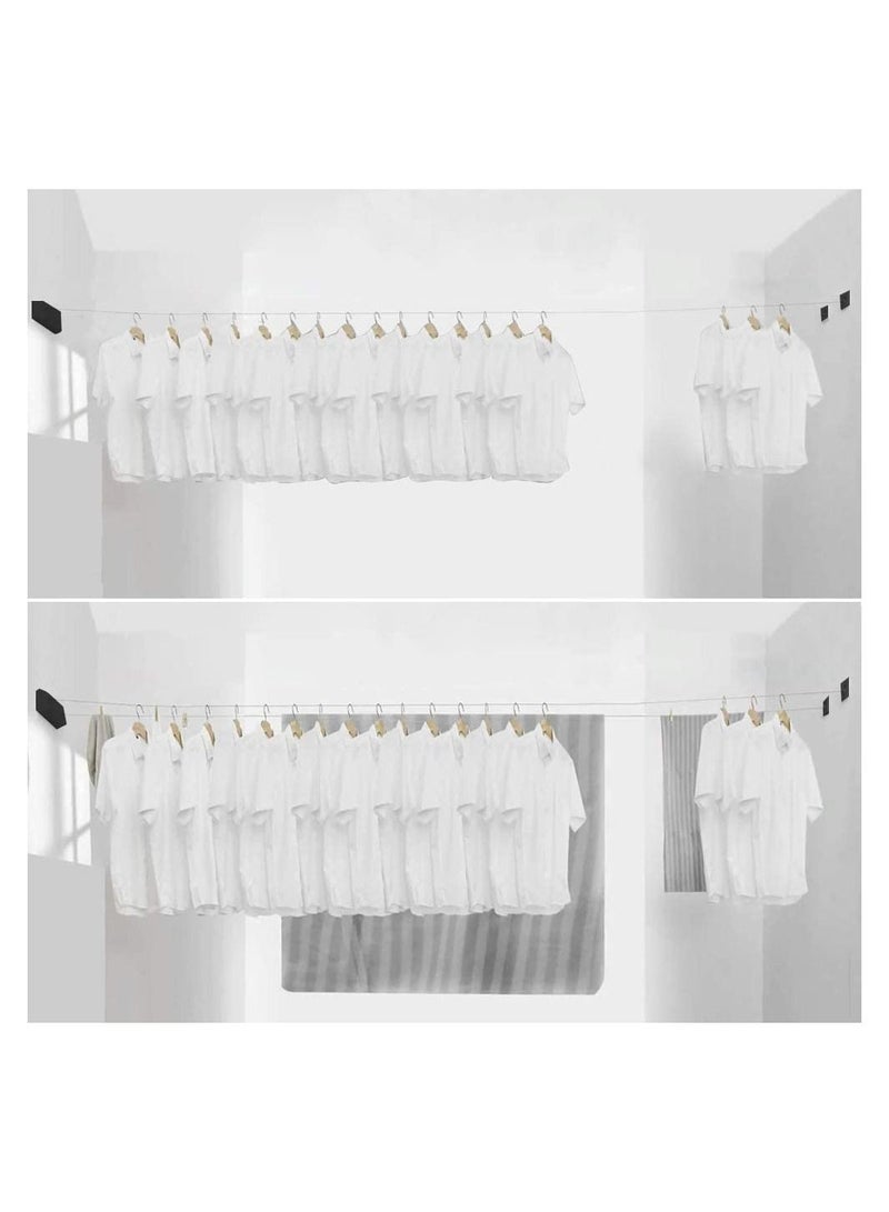 Retractable Clothesline (Double line), Indoor Outdoor Wall Mounted Clothes Dryer Rope Clothing Retracting Adjustable Stainless Steel Line, 13.8 Feet  - Image 5