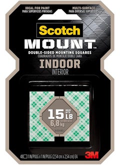 Scotch  Scotch Mount Indoor Foam Squares 1 in x 1 in (25.4mm x 25.4mm), 48 Squares/pack | 3 squares hold up 0.45 kg | White color | Multi-Surface | Easy to use | No Tools | Double Sided Adhesive Tape  - Image 1