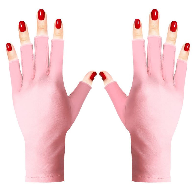 Pimoys Anti UV Gloves  UPF50 UV Protection Fingerless Gloves for Gel Nail Lamp