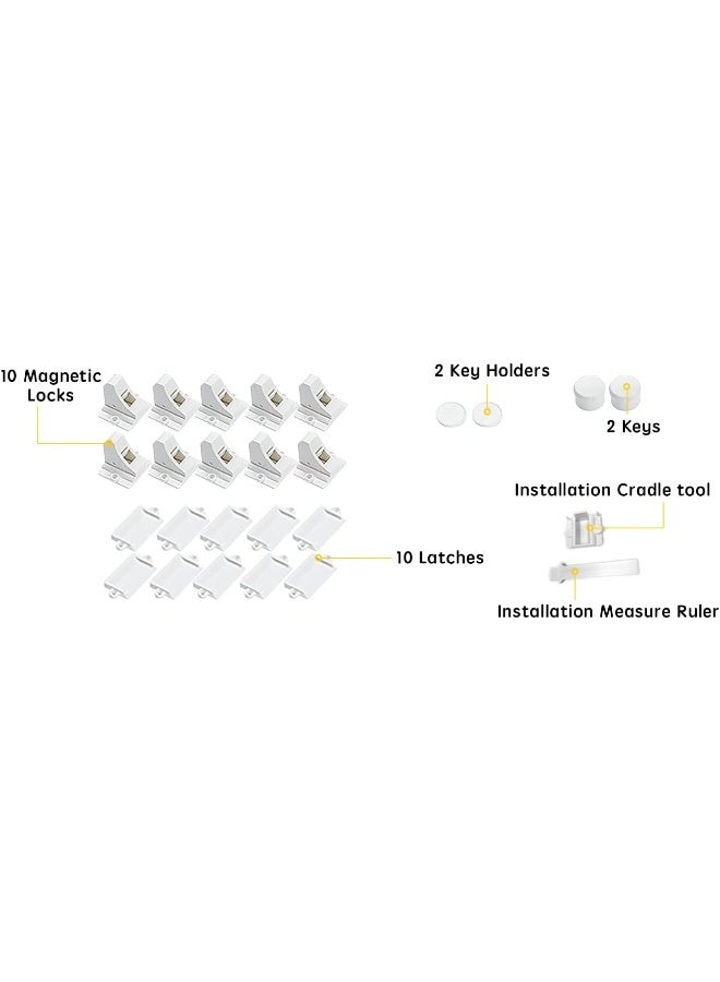 Vmaisi 10 Locks and 2 Keys Magnetic Adhesive Cabinet Drawer Locks - Image 3