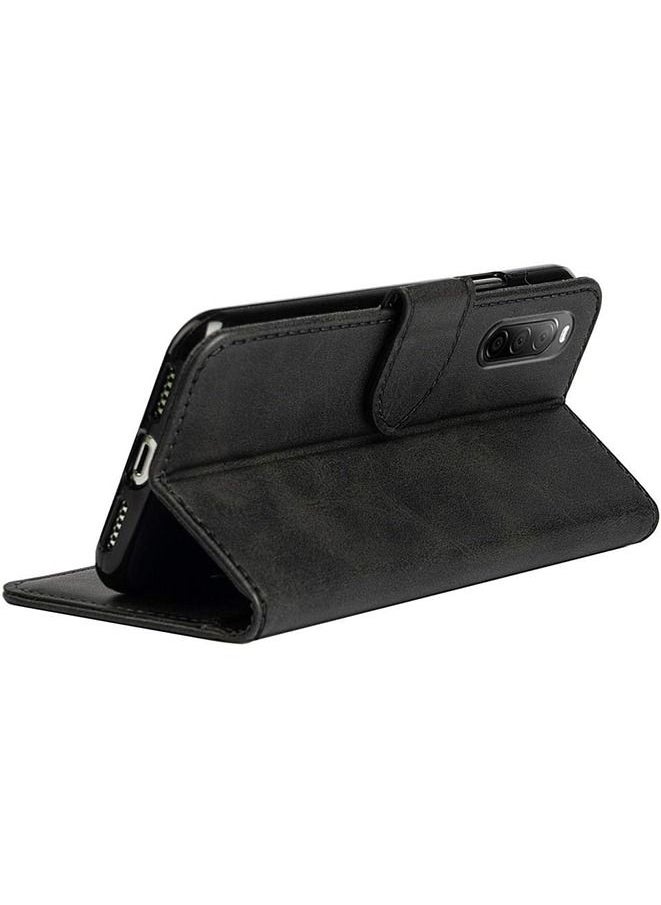 Generic Calfskin Leather Texture Card Wallet Phone Case Cover for Sony Xperia 10 II (Black)  - Image 5