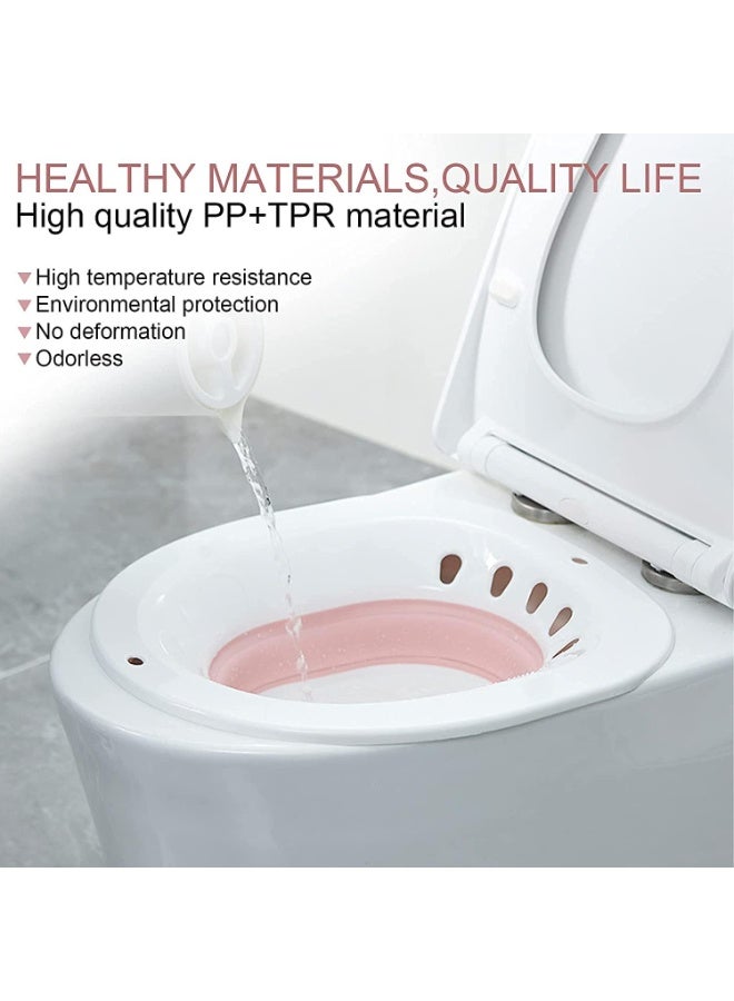 Sitz Bath for Toilet Seat, Folding Sitz Bath Tub for Pregnant Women, Yoni Steam Seat with Irrigator, For Postpartum Care, Hemorrhoid Treatment, Soothing and Relieving Inflammation (Pink) - Image 2