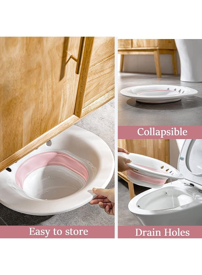 Sitz Bath for Toilet Seat, Folding Sitz Bath Tub for Pregnant Women, Yoni Steam Seat with Irrigator, For Postpartum Care, Hemorrhoid Treatment, Soothing and Relieving Inflammation (Pink) - Image 5