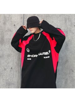 2023 Retro Racing Sweatshirt Mens Long Sleeve Hockey Black and Red