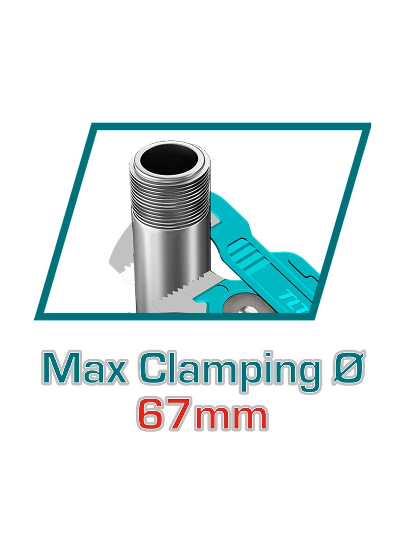 TOTAL 2-Inch Heavy Duty Swedish Pipe Wrench, Carbon Steel, TEAL, 67mm Max Clamping, Rust Proof Coating - Image 3