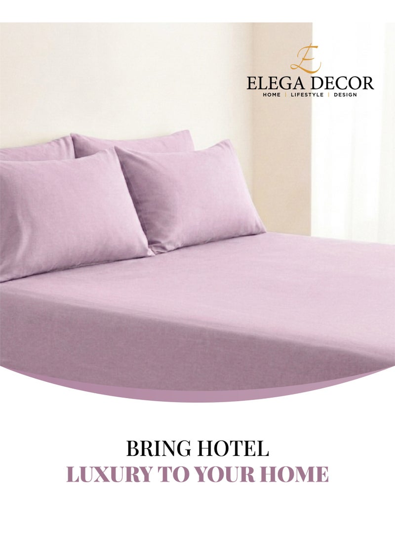 Elega Decor 210TC Cotton Satin Double Solid Bed Sheet Set 3PC | Soft Breathable Satin Flat Sheet 206x250 cm | 2 pillowcases 50x75 cm | OEKO-TEX & ECAS Certified - Image 1