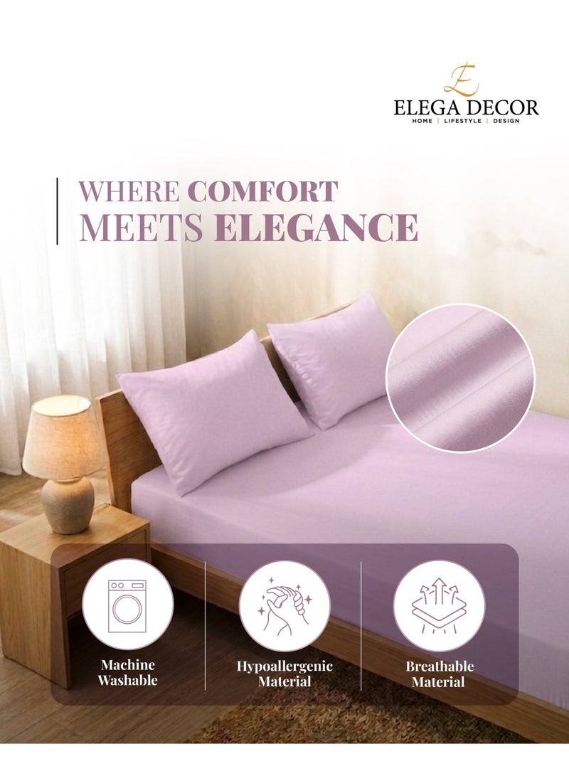 Elega Decor 210TC Cotton Satin Double Solid Bed Sheet Set 3PC | Soft Breathable Satin Flat Sheet 206x250 cm | 2 pillowcases 50x75 cm | OEKO-TEX & ECAS Certified - Image 3