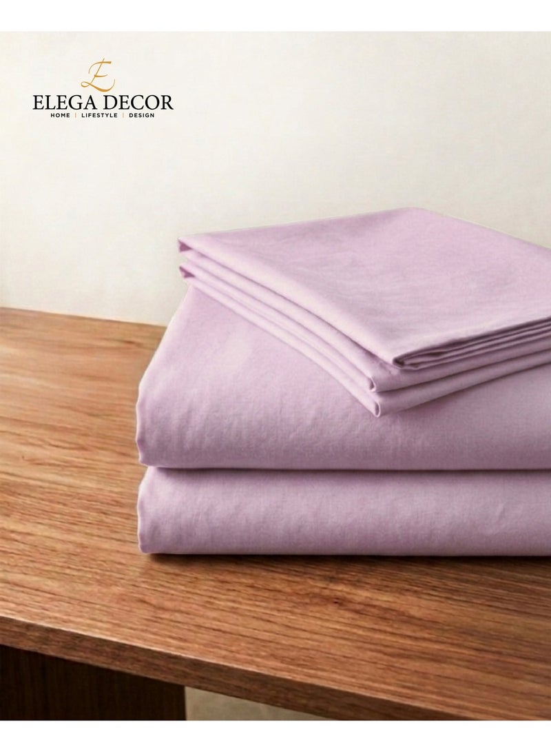 Elega Decor 210TC Cotton Satin Double Solid Bed Sheet Set 3PC | Soft Breathable Satin Flat Sheet 206x250 cm | 2 pillowcases 50x75 cm | OEKO-TEX & ECAS Certified - Image 2