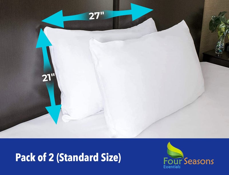 Four Seasons Essentials Standard Pillow Protectors (Set of 2) â€“ Zippered Waterproof Pillow Covers Hypoallergenic Dust and Allergen Proof Pillowcase Encasement - Image 2