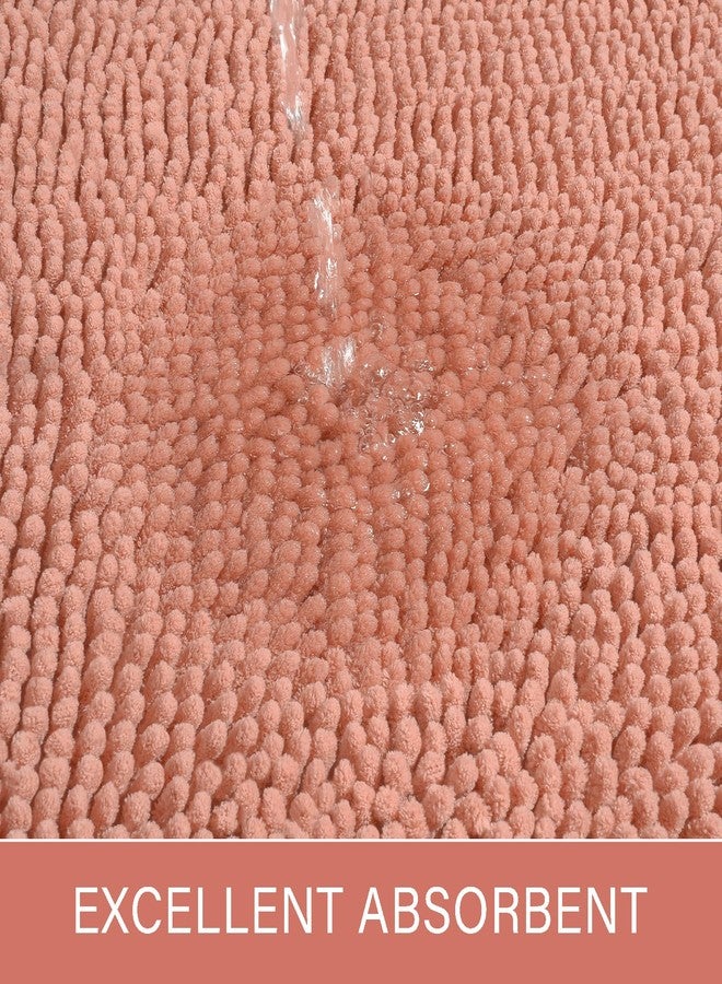 LOCHAS Luxury Bathroom Rug Shaggy Bath Mat 24 x 60 Inch, Washable Non Slip Bath Rugs for Bathroom Shower, Soft Plush Chenille Absorbent Carpets Mats, Pink - Image 4