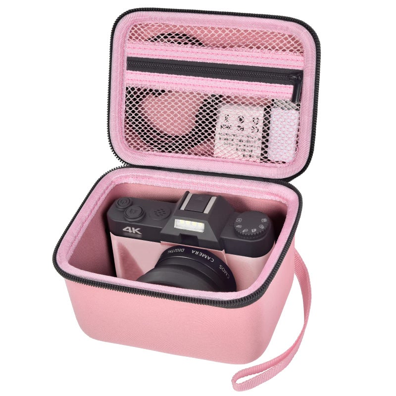 Comecase Vlogging Camera Case Compatible with Duluvulu/for TEBNGIHNM/for zheozeig/for Oiadek 4K Digital Cameras for Youtube. Vlog Camera Carrying Storage for Lens, Cable and Other Accessories - Pink - Image 1