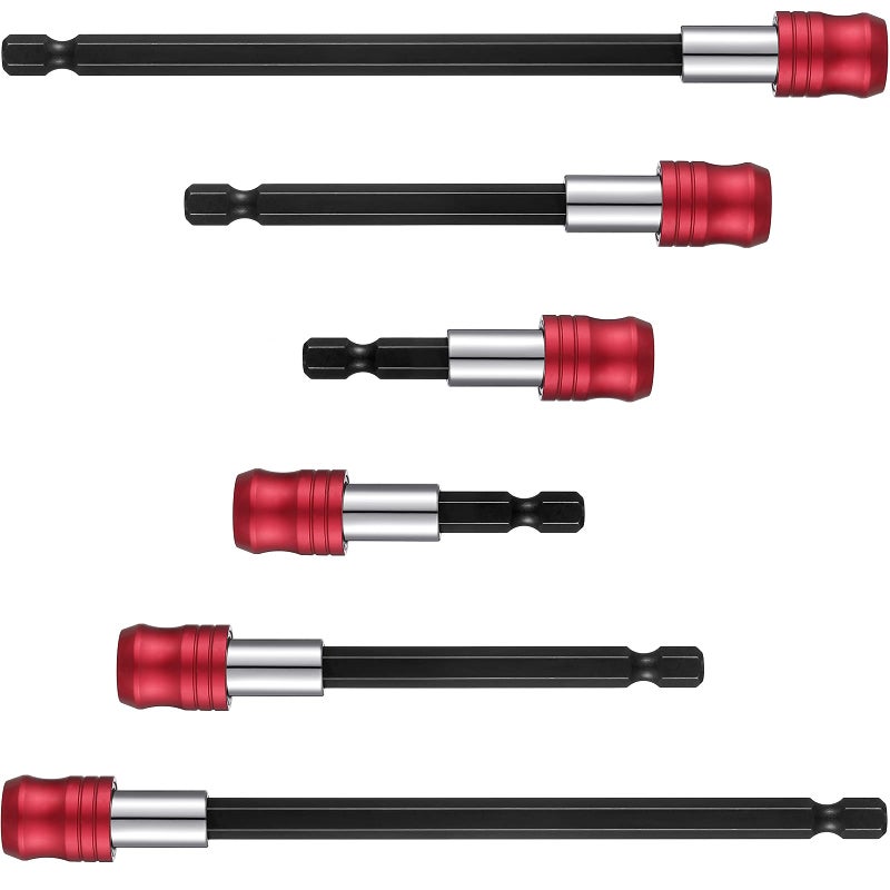 Honoson 6 Pieces Drill Bit Extension Magnetic Screwdriver Bit Holder Impact Driver Set Bar Socket Chuck Adapter 14 Inch Hex Shank Power for Screws Nuts Drill