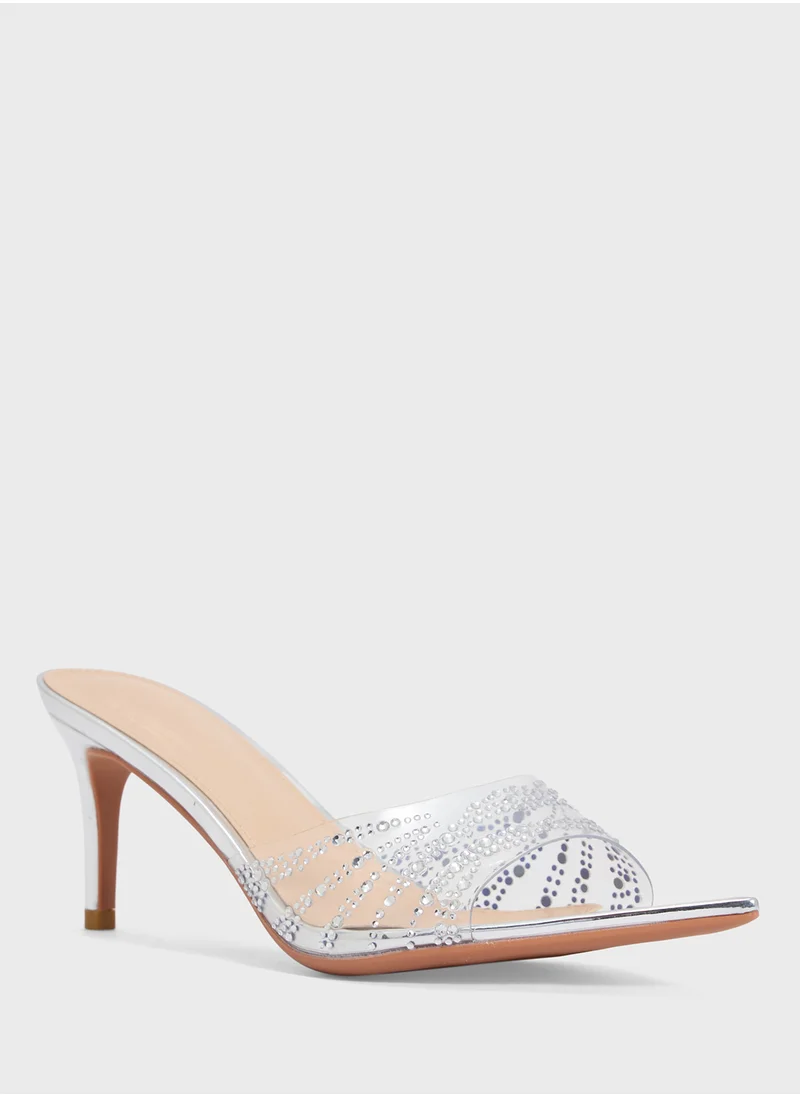 ايلا ليمتد اديشن Clear Embellished Heeled Mule
