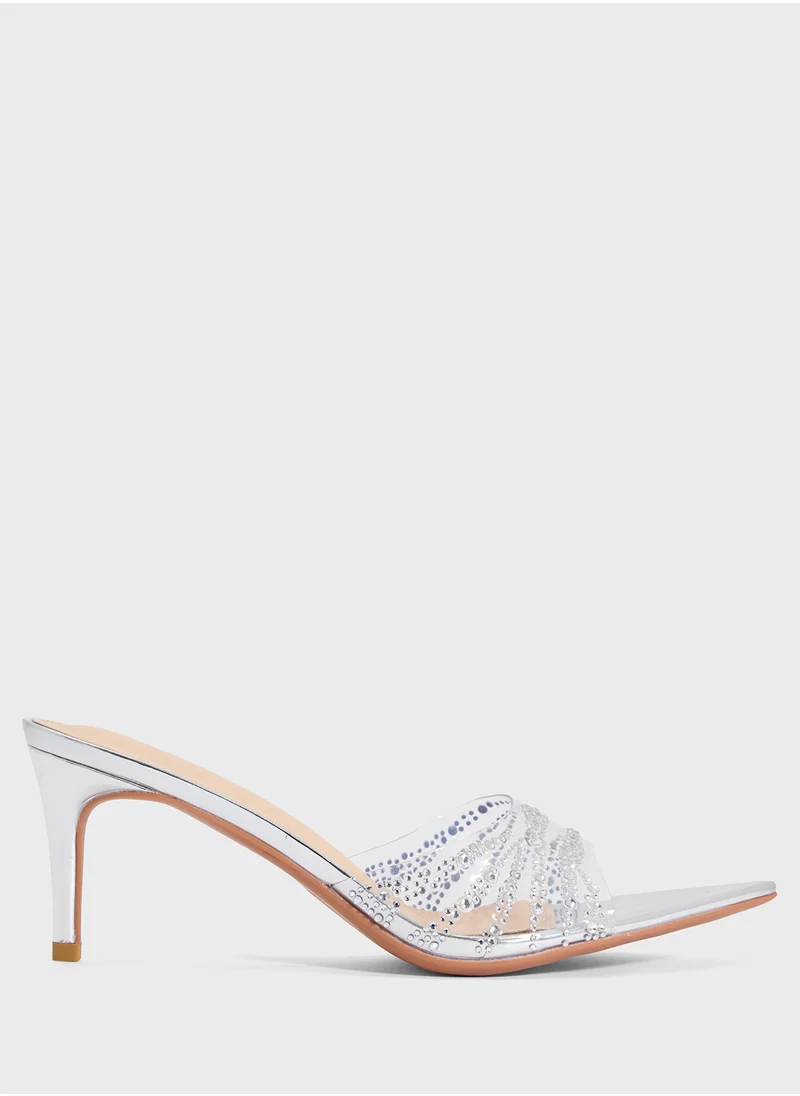 ايلا ليمتد اديشن Clear Embellished Heeled Mule